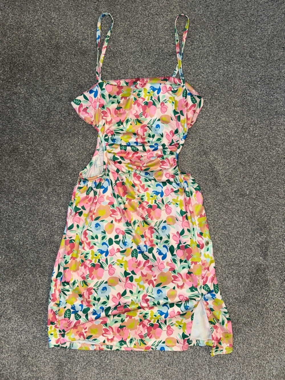 Floral Cutout Sundress in Pink, Green & Blue